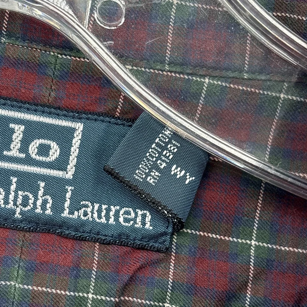 Polo Ralph Lauren Shirt Mens 2XL Multicolor Plaid Button Up Long Sleeve Vintage